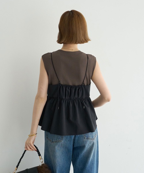 YECCA VECCA(イェッカヴェッカ)の「【2SET】ラッフルキャミセットニット(ニット/セーター・レディース・ブラック/ダークベージュ・FREE)」の18枚目の写真