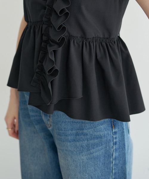 YECCA VECCA(イェッカヴェッカ)の「【2SET】ラッフルキャミセットニット(ニット/セーター・レディース・ブラック/ダークベージュ・FREE)」の20枚目の写真
