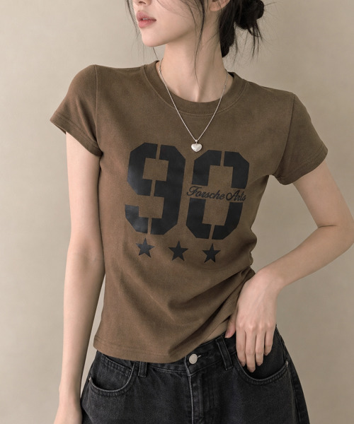 VIVID LADY(ビビッドレディー)の「ナンバリングカレッジプリント 半袖Tシャツ(Tシャツ/カットソー・レディース・ホワイト/グレー/ブラウン/ブラック・FREE)」の12枚目の写真