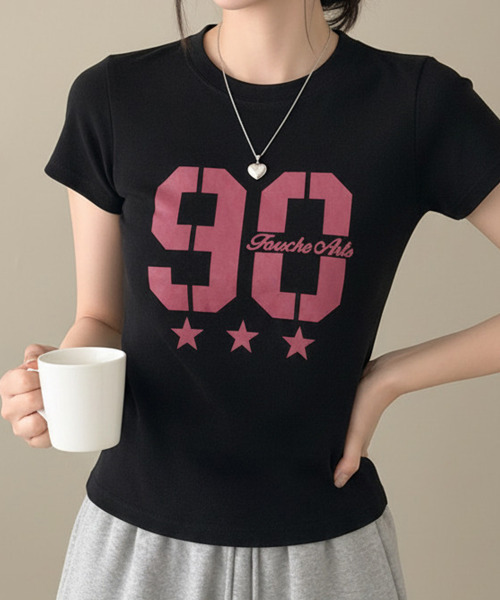 VIVID LADY(ビビッドレディー)の「ナンバリングカレッジプリント 半袖Tシャツ(Tシャツ/カットソー・レディース・ホワイト/グレー/ブラウン/ブラック・FREE)」の22枚目の写真