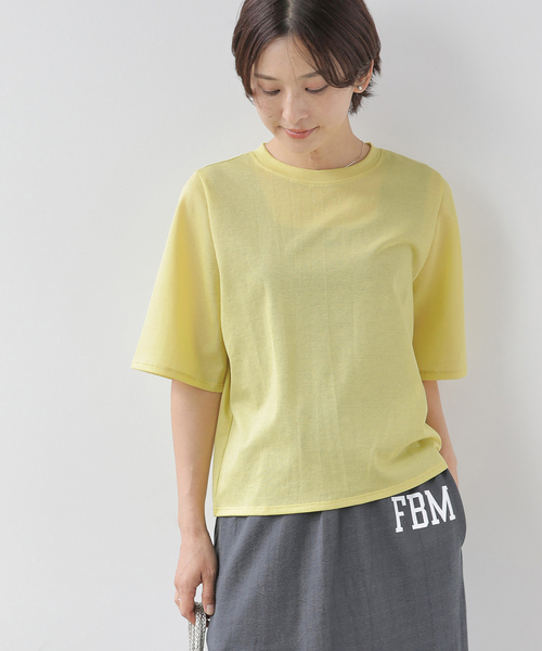 JOURNAL STANDARD relume(ジャーナルスタンダード レリューム)の「コットンカバーリングシアーTシャツ(Tシャツ/カットソー・レディース・カーキ/イエロー/ブラック・FREE)」の3枚目の写真