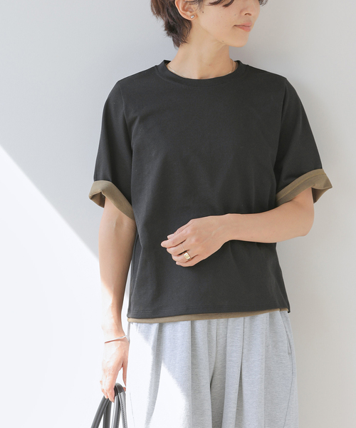JOURNAL STANDARD relume(ジャーナルスタンダード レリューム)の「コットンカバーリングシアーTシャツ(Tシャツ/カットソー・レディース・カーキ/イエロー/ブラック・FREE)」の6枚目の写真