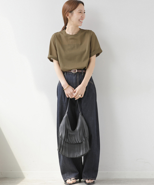 JOURNAL STANDARD relume(ジャーナルスタンダード レリューム)の「コットンカバーリングシアーTシャツ(Tシャツ/カットソー・レディース・カーキ/イエロー/ブラック・FREE)」の10枚目の写真