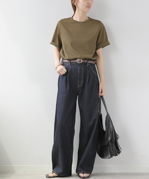 JOURNAL STANDARD relume(ジャーナルスタンダード レリューム)の「コットンカバーリングシアーTシャツ(Tシャツ/カットソー・レディース・カーキ/イエロー/ブラック・FREE)」の11枚目の写真
