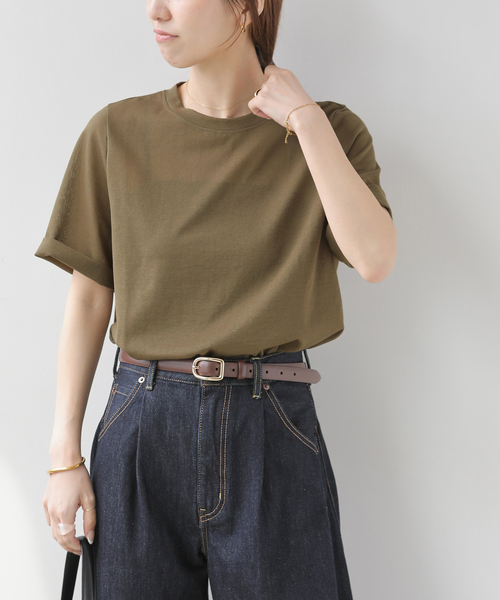 JOURNAL STANDARD relume(ジャーナルスタンダード レリューム)の「コットンカバーリングシアーTシャツ(Tシャツ/カットソー・レディース・カーキ/イエロー/ブラック・FREE)」の14枚目の写真