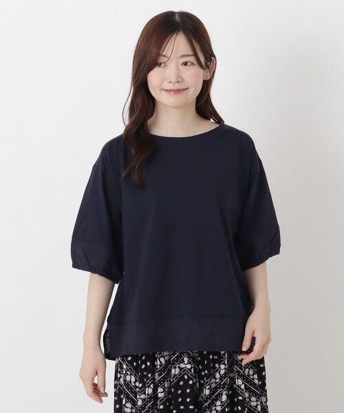 one'sterrace（ワンズテラス）の「レイヤード風 切替7分袖プルオーバー（Tシャツ/カットソー・レディース・グレー系4/アイボリー系8/ネイビー系5・02）」の3枚目の写真