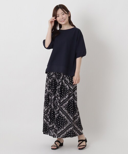 one'sterrace（ワンズテラス）の「レイヤード風 切替7分袖プルオーバー（Tシャツ/カットソー・レディース・グレー系4/アイボリー系8/ネイビー系5・02）」の7枚目の写真
