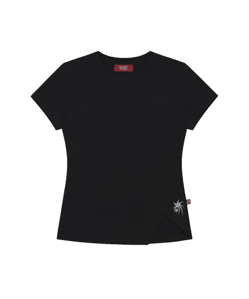 S'EST(エスイーエスティー)の「Side Slit Slim Fit T-shirts Black(Tシャツ/カットソー・レディース・ブラック・SMALL)」の1枚目の写真