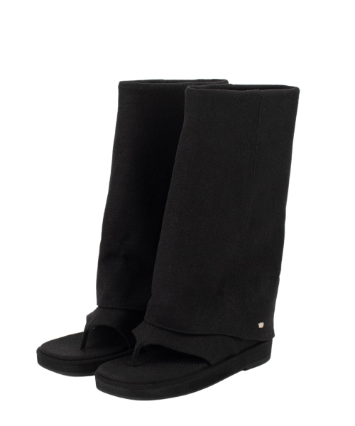 DIFFERSHOE（ディファーシュー）の「ノアールショートブーツ6.5CM [リネンブラック]（ブーツ・レディース・ブラック・22cm/22.5cm/23cm/23.5cm/24cm/24.5cm/25cm）」の5枚目の写真
