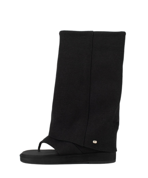 DIFFERSHOE（ディファーシュー）の「ノアールショートブーツ6.5CM [リネンブラック]（ブーツ・レディース・ブラック・22cm/22.5cm/23cm/23.5cm/24cm/24.5cm/25cm）」の6枚目の写真