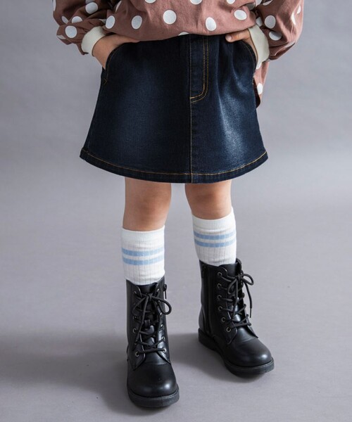 DRC branshes（ディーアールシーブランシェス）の「【WEB限定/DRC】ストレッチデニムスカパン（デニムパンツ・キッズ・ネイビー/ブルー/ブラック・100/110/120/140/150/130）」の2枚目の写真