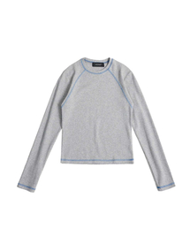 カラードステッチラインロングスリーブTシャツ(メランジグレー)
