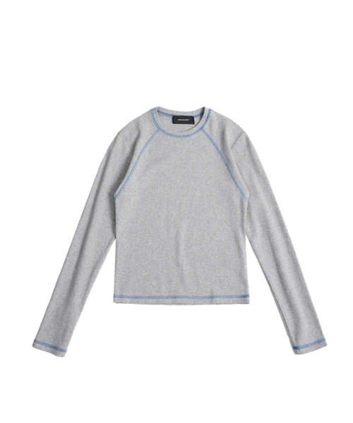 999HUMANITY(999ヒューマニティ)の「カラードステッチラインロングスリーブTシャツ(メランジグレー)(Tシャツ/カットソー・レディース・その他・OS)」の1枚目の写真