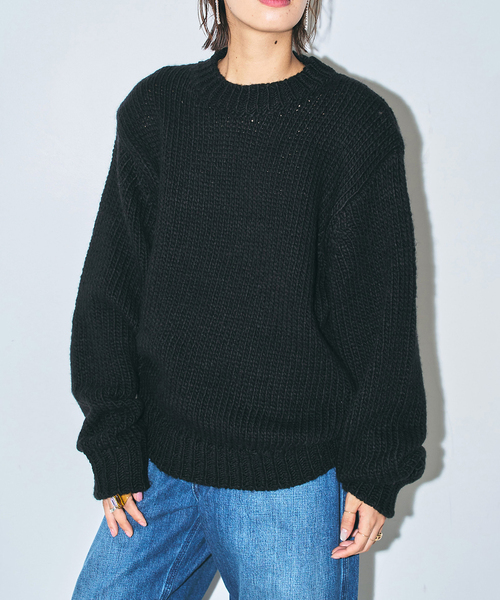 CITYSHOP(シティーショップ)の「LOOSE KNIT PULLOVER:ニット(ニット/セーター・レディース・ブラック/チャコールグレー/ベージュ・FREE)」の1枚目の写真