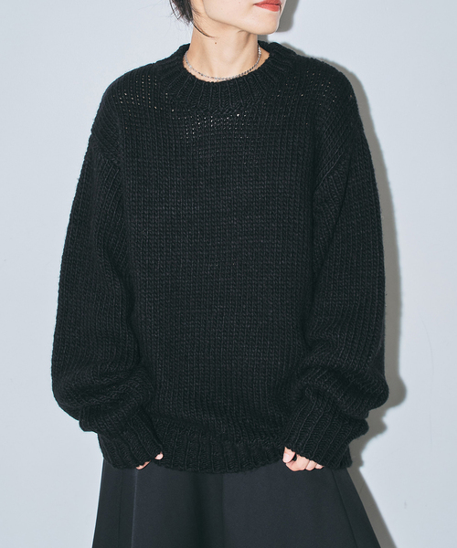 CITYSHOP(シティーショップ)の「LOOSE KNIT PULLOVER:ニット(ニット/セーター・レディース・ブラック/チャコールグレー/ベージュ・FREE)」の5枚目の写真