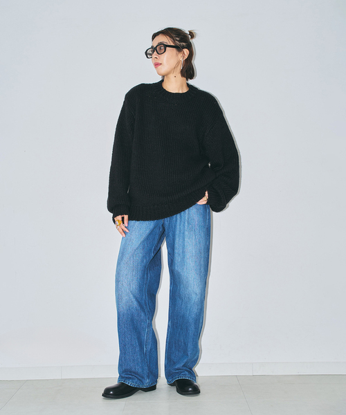 CITYSHOP(シティーショップ)の「LOOSE KNIT PULLOVER:ニット(ニット/セーター・レディース・ブラック/チャコールグレー/ベージュ・FREE)」の7枚目の写真