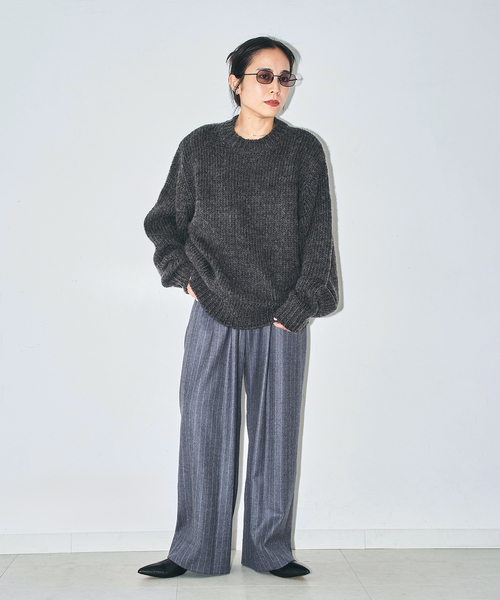 CITYSHOP(シティーショップ)の「LOOSE KNIT PULLOVER:ニット(ニット/セーター・レディース・ブラック/チャコールグレー/ベージュ・FREE)」の8枚目の写真