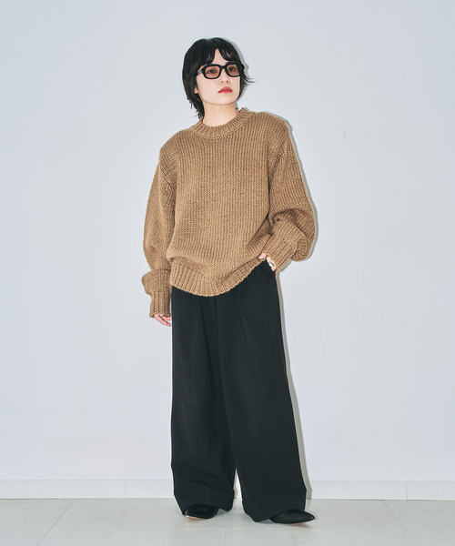 CITYSHOP(シティーショップ)の「LOOSE KNIT PULLOVER:ニット(ニット/セーター・レディース・ブラック/チャコールグレー/ベージュ・FREE)」の9枚目の写真