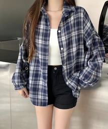 オーバーサイズチェック柄シャツ