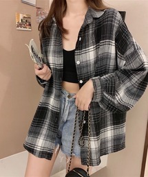 オーバーサイズチェック柄シャツ