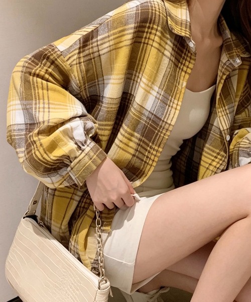 SHOUYO（ショウヨウ）の「オーバーサイズチェック柄シャツ（シャツ/ブラウス・レディース・レッド/ネイビー/イエロー/ブラック・M）」の12枚目の写真