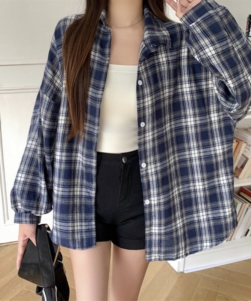 SHOUYO（ショウヨウ）の「オーバーサイズチェック柄シャツ（シャツ/ブラウス・レディース・レッド/ネイビー/イエロー/ブラック・M）」の17枚目の写真