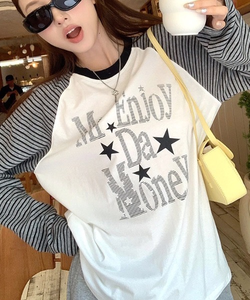 SHEENA(シーナ)の「【秋冬新作】ボーダー×スターロゴラグランロンT(Tシャツ/カットソー・レディース・ホワイト・M/L/S)」の10枚目の写真