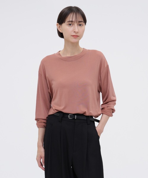 MARGARET HOWELL（マーガレットハウエル）の「SUPERFINE WOOL JERSEY（Tシャツ/カットソー・レディース・ブラック/ローズ・2）」の2枚目の写真