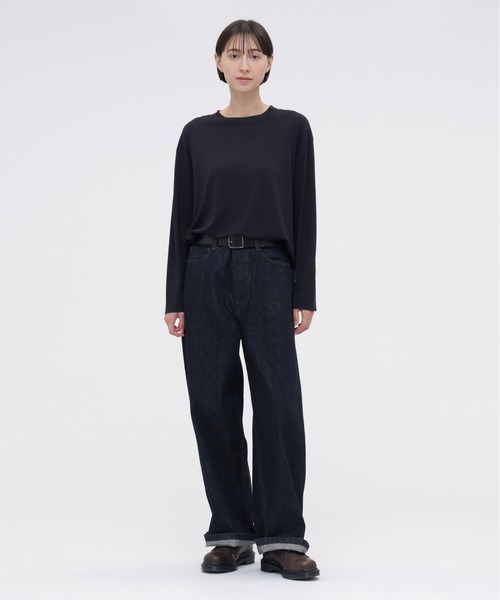 MARGARET HOWELL（マーガレットハウエル）の「SUPERFINE WOOL JERSEY（Tシャツ/カットソー・レディース・ブラック/ローズ・2）」の3枚目の写真