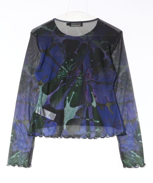 Desigual（デシグアル）の「M.C. Lacroix Leaf Print T-shirt / M.C. ラクロワ リーフプリントティー（Tシャツ/カットソー・レディース・ブルー・XS/S/M/L）」の4枚目の写真