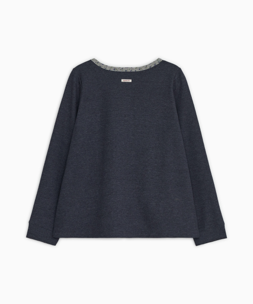 OHESHIO(オヘシオ)の「フローラルウーブンパネルロングスリーブ、ネイビー(Tシャツ/カットソー・レディース・その他・FREE)」の3枚目の写真