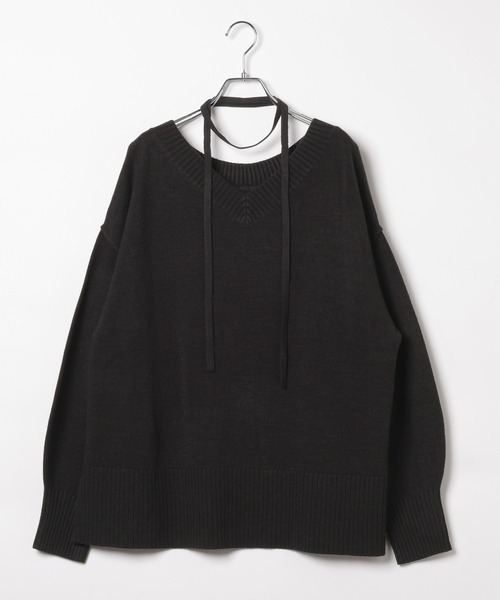 LEPSIM(レプシィム)の「《満たされニットシリーズ》Vネックプルオーバー 826787(ニット/セーター・レディース・サックスブルー/レッド/チャコールグレー/ブラック/アイボリー・FREE)」の3枚目の写真