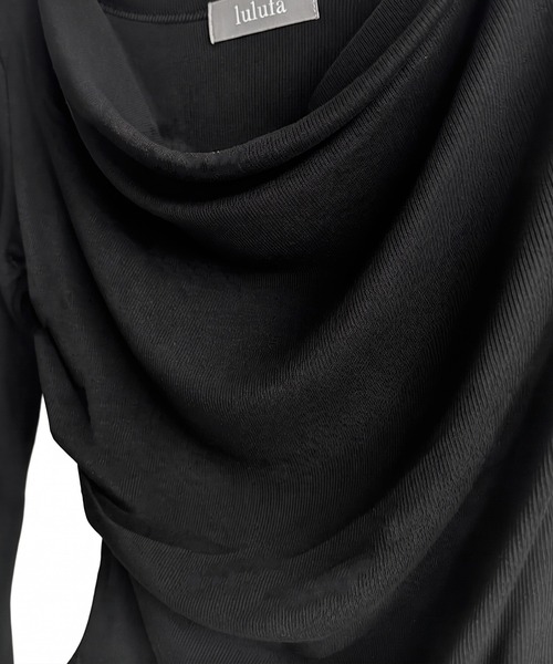 lulufa(ルルファ)の「ドレープネックオフショルダートップス(Tシャツ/カットソー・レディース・ブラック/ホワイト/ミント/ベージュ・FREE)」の7枚目の写真