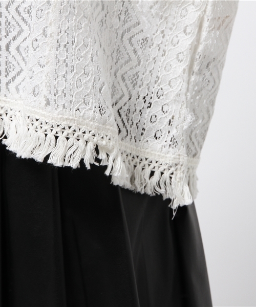 titivate（ティティベイト）の「ﾗｯｾﾙﾚｰｽﾌﾘﾝｼﾞ付きﾌﾞﾗｳｽ（シャツ/ブラウス・レディース・ブラック/アイボリー/キャメル・M）」の7枚目の写真