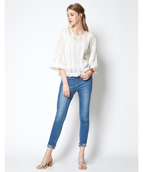 titivate（ティティベイト）の「ﾗｯｾﾙﾚｰｽﾌﾘﾝｼﾞ付きﾌﾞﾗｳｽ（シャツ/ブラウス・レディース・ブラック/アイボリー/キャメル・M）」の16枚目の写真