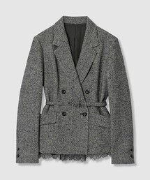 ウールシルクツイードレース付き ジャケット〈セットアップ対応商品〉