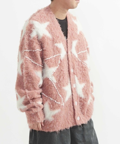 CONVERSE TOKYO(コンバーストウキョウ)の「STAR★ ALLOVER STITCH KNIT CARDIGAN(カーディガン/ボレロ・レディース・ピンク/グレー/サックスブルー・SMALL/MEDIUM)」の1枚目の写真