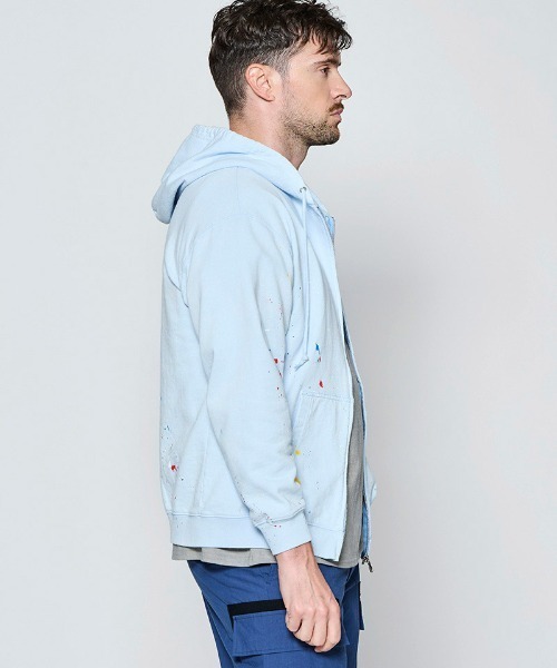 ACANTHUS(アカンサス)の「mpa4241- Vintage Wash Splash Zip-up Hooded Sweatshirt フルジップパーカー(HJ2701)(パーカー・メンズ・サックスブルー/ホワイト/ブラック・XL/L/M/S)」の10枚目の写真