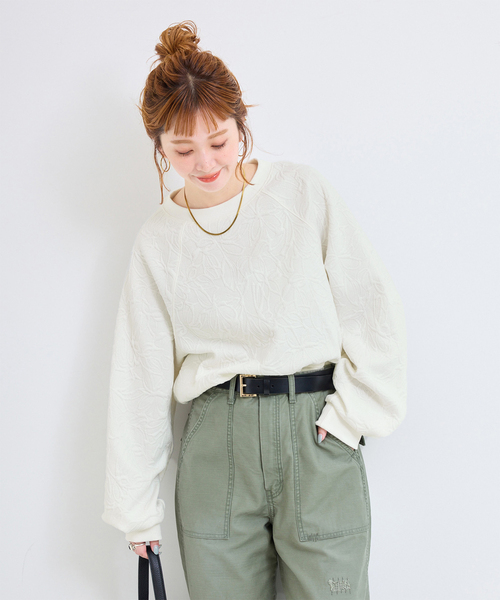 B.C STOCK(ベーセーストック)の「手洗い可 / フクレジャガードプルオーバー(Tシャツ/カットソー・レディース・イエロー/ブラック/ホワイト・FREE)」の2枚目の写真