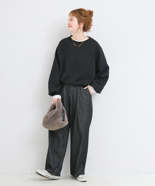 B.C STOCK(ベーセーストック)の「手洗い可 / フクレジャガードプルオーバー(Tシャツ/カットソー・レディース・イエロー/ブラック/ホワイト・FREE)」の4枚目の写真