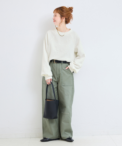 B.C STOCK(ベーセーストック)の「手洗い可 / フクレジャガードプルオーバー(Tシャツ/カットソー・レディース・イエロー/ブラック/ホワイト・FREE)」の13枚目の写真