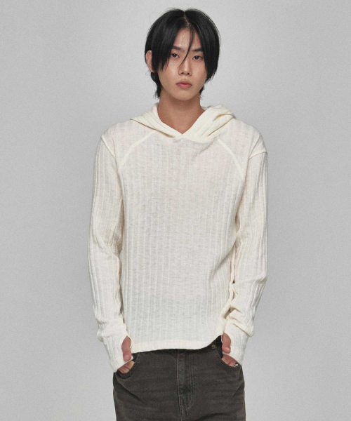 KICHUL(キチョル)の「コージーリブニットフーディー(アイボリー)(パーカー・レディース・その他・SMALL/MEDIUM/LARGE)」の1枚目の写真