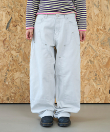 LSC ロゴ ダブルニー ワイド コットン パンツ ライトグレー