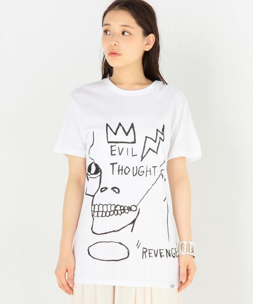 ELEVEN PARIS（イレブンパリ）の「ELEVEN PARIS バスキア スカル Tシャツ/ BCELEVEN/P BSQIT SKL T◆（Tシャツ/カットソー・レディース・ホワイト・フリー）」の3枚目の写真