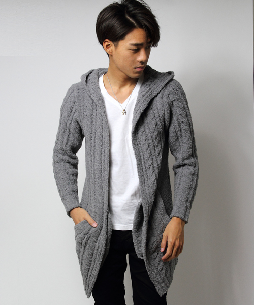 JACKROSE（ジャックローズ）の「マイクロファイバー・フードコーディガン（カーディガン/ボレロ・メンズ・ブラック/ベージュ/グレー・M/L）」の3枚目の写真