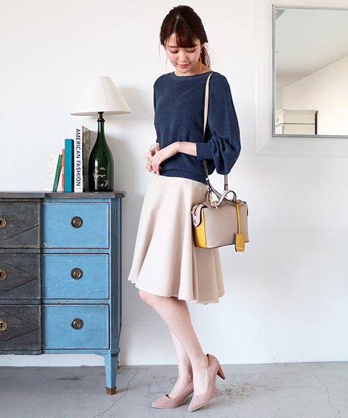 N.(N. Natural Beauty Basic)(エヌエヌナチュラルビューティーベーシック)の「ルージュブッチャーサーキュラースカート(スカート・レディース・ピンク/ベージュ/ネイビー/ブルー・MEDIUM/SMALL)」の2枚目の写真