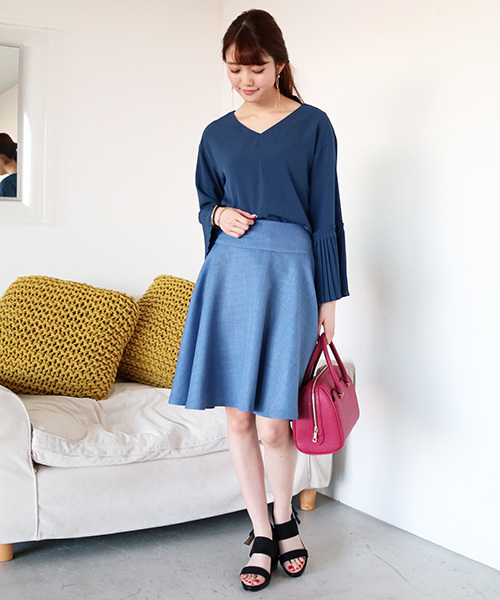 N.(N. Natural Beauty Basic)(エヌエヌナチュラルビューティーベーシック)の「ルージュブッチャーサーキュラースカート(スカート・レディース・ピンク/ベージュ/ネイビー/ブルー・MEDIUM/SMALL)」の10枚目の写真