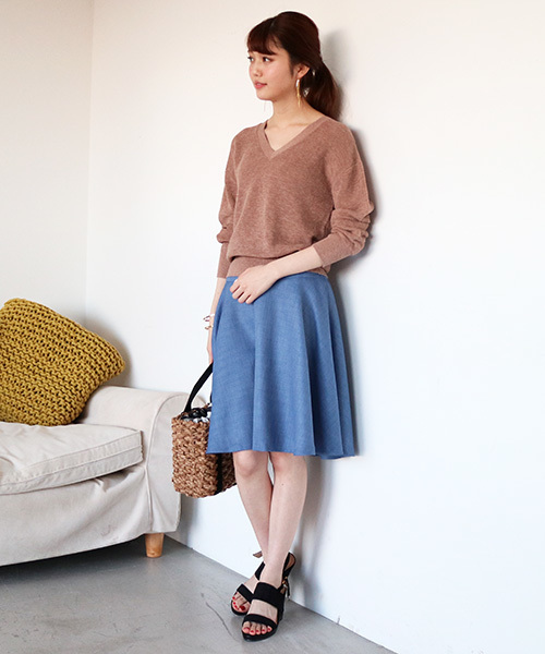 N.(N. Natural Beauty Basic)(エヌエヌナチュラルビューティーベーシック)の「ルージュブッチャーサーキュラースカート(スカート・レディース・ピンク/ベージュ/ネイビー/ブルー・MEDIUM/SMALL)」の12枚目の写真