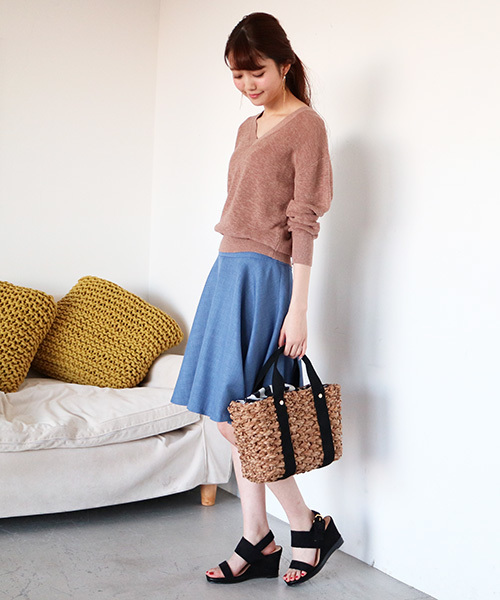 N.(N. Natural Beauty Basic)(エヌエヌナチュラルビューティーベーシック)の「ルージュブッチャーサーキュラースカート(スカート・レディース・ピンク/ベージュ/ネイビー/ブルー・MEDIUM/SMALL)」の13枚目の写真