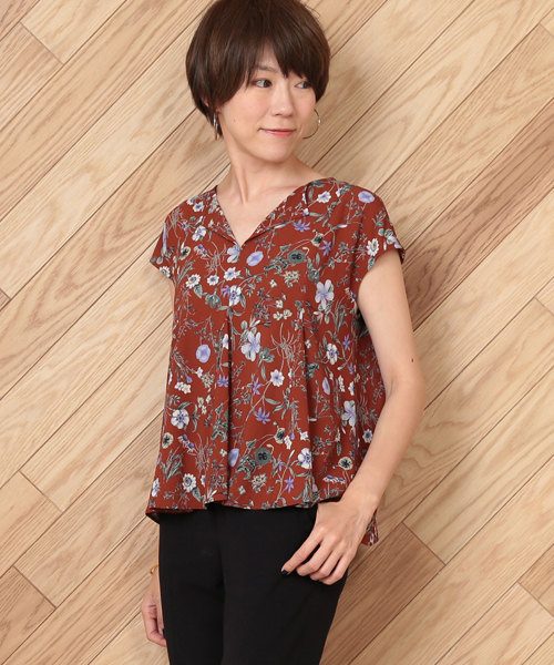 Un Dix Cors アンディコール の オータムフラワープリントブラウス シャツ ブラウス Wear